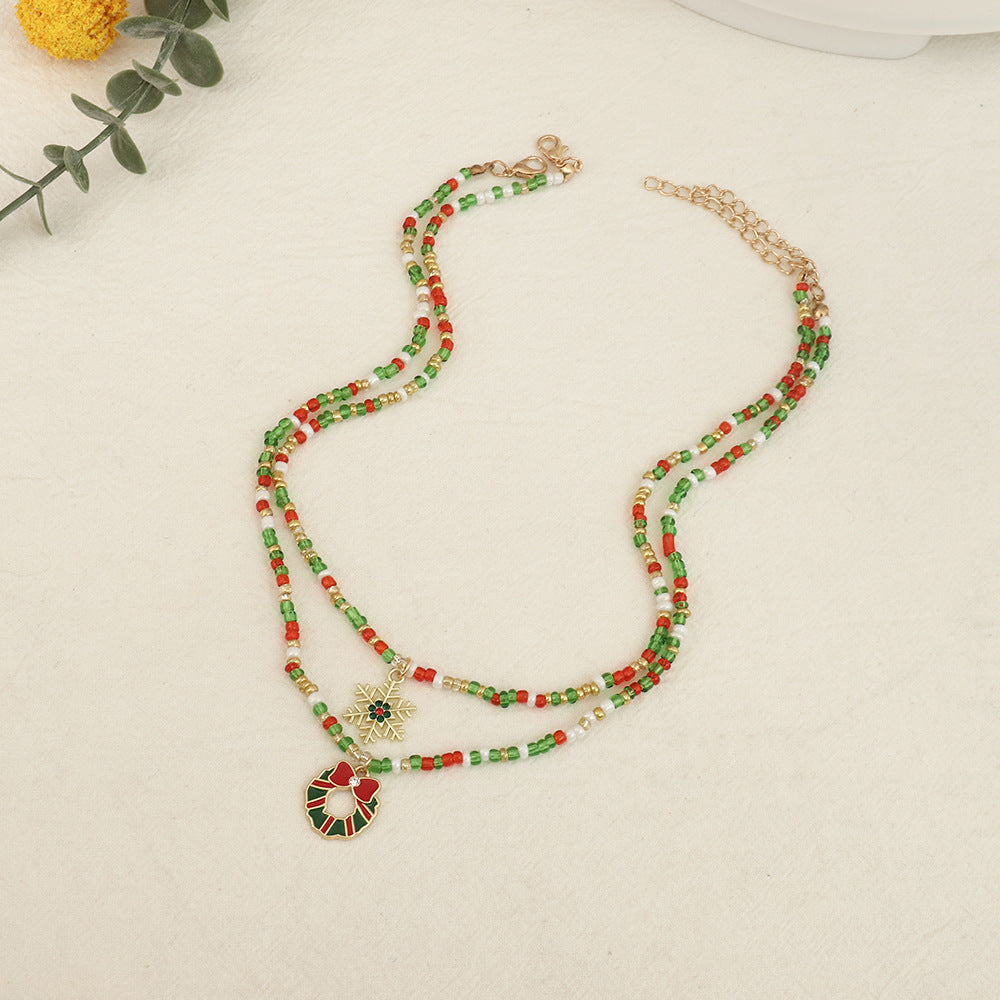 Wholesale Christmas Metal Snowflake Necklaces